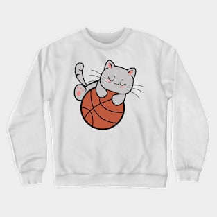 Cute Cat Playing Basketball Player Funny Crewneck Sweatshirt